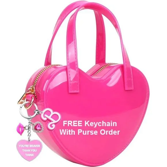 💕NWT Hot Pink Rhinestone Heart KEYCHAIN With Charms BARBIE Halloween Cos… - Picture 6 of 6